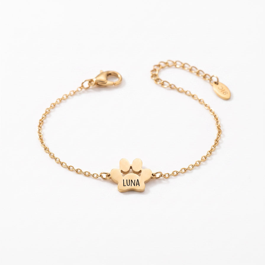 Le Bracelet Patte d'Amour - Gravé à son prénom